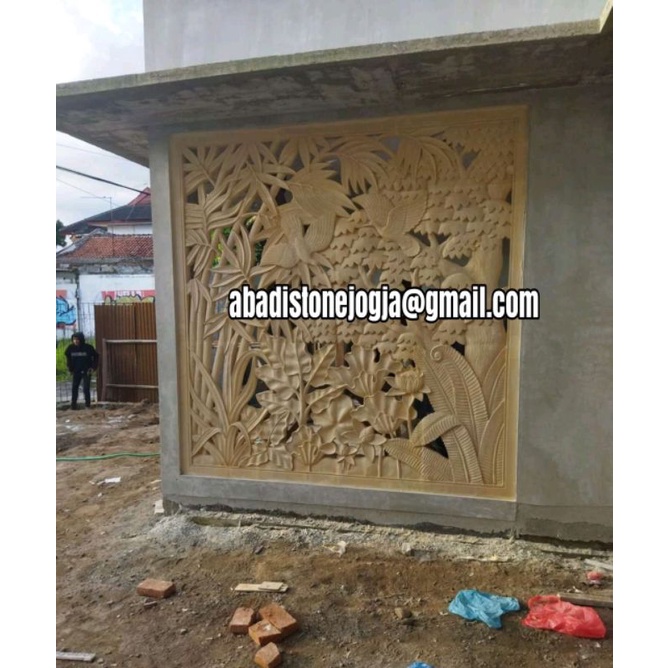 motif relief batu ukir hiasan dinding kerajinan batu alam jogja