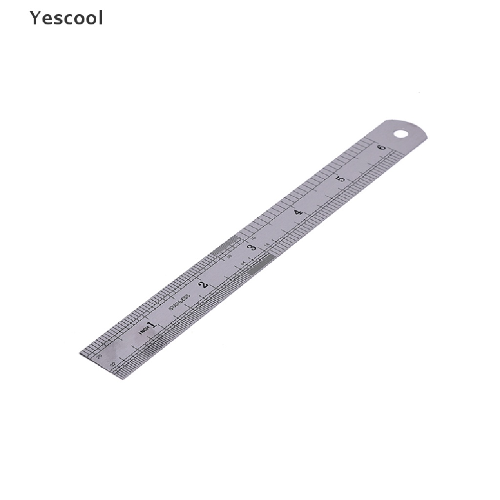 Yescool 1PC Penggaris Metrik Presisi Dua Sisi 15cm Bahan Metal