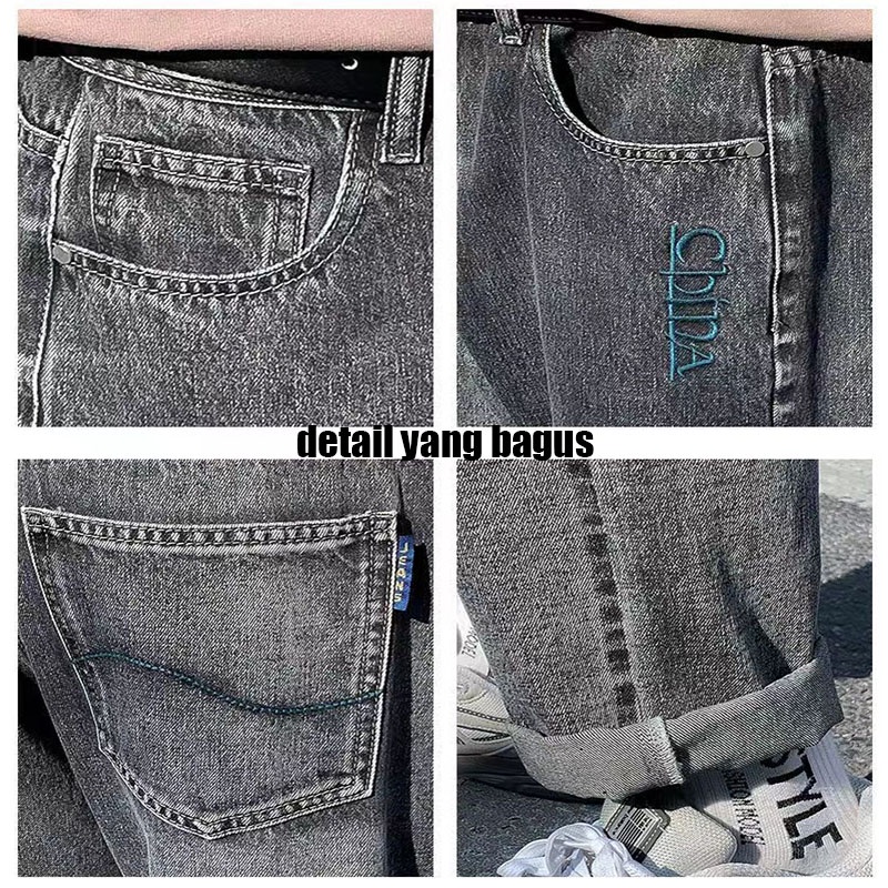 [PROMO]celana pria straight jeans Washed Jeans denim celana jeans pria korea celana kulot pria jeans celana korean style pria loose jeans pria fashion celana panjang celana jeans pria standar celana abuabu pria jeans (ready stok)