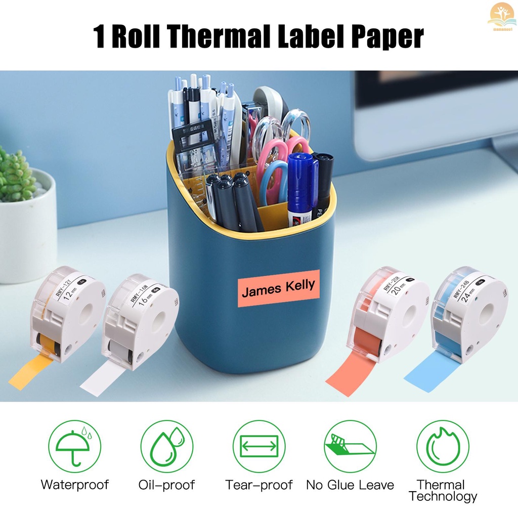 MAKEID 1 Roll Adhesive Label Paper Thermal Printer Paper Name Price Barcode Label Sticker Tape Waterproof Tear-Resistant for T7 Portable Label Maker Printer, Red 16mmx4m