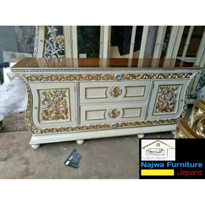 BUFET MEWAH BUFET TV BUFET JATI UKIR JEPARA WARNA KOMBINASI