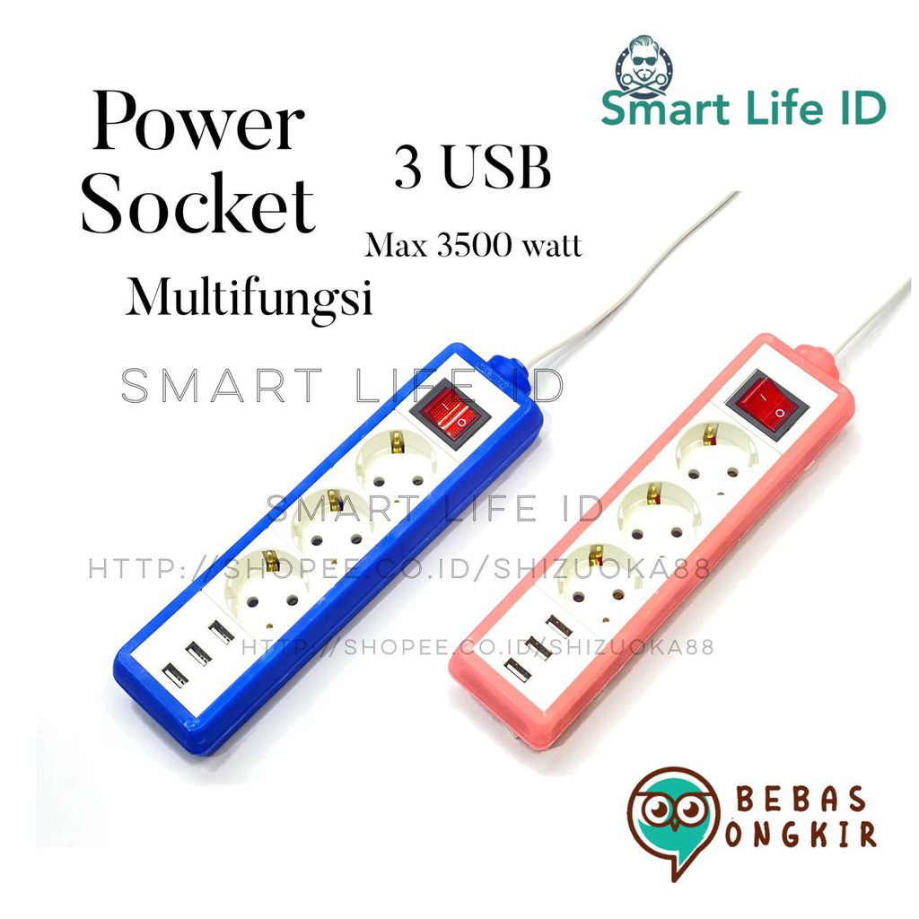 Stop Kontak Colokan Multiguna Multifungsi Kabel Power Socket High Quality 2 3 6 USB PORT