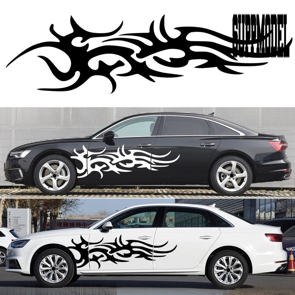 2 Pcs Stiker Motif Api Harimau Untuk Mobil Van