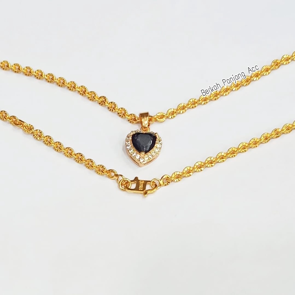 Kalung Wanita Motif Love Permata Moissanite Black Menawan Anti Karat