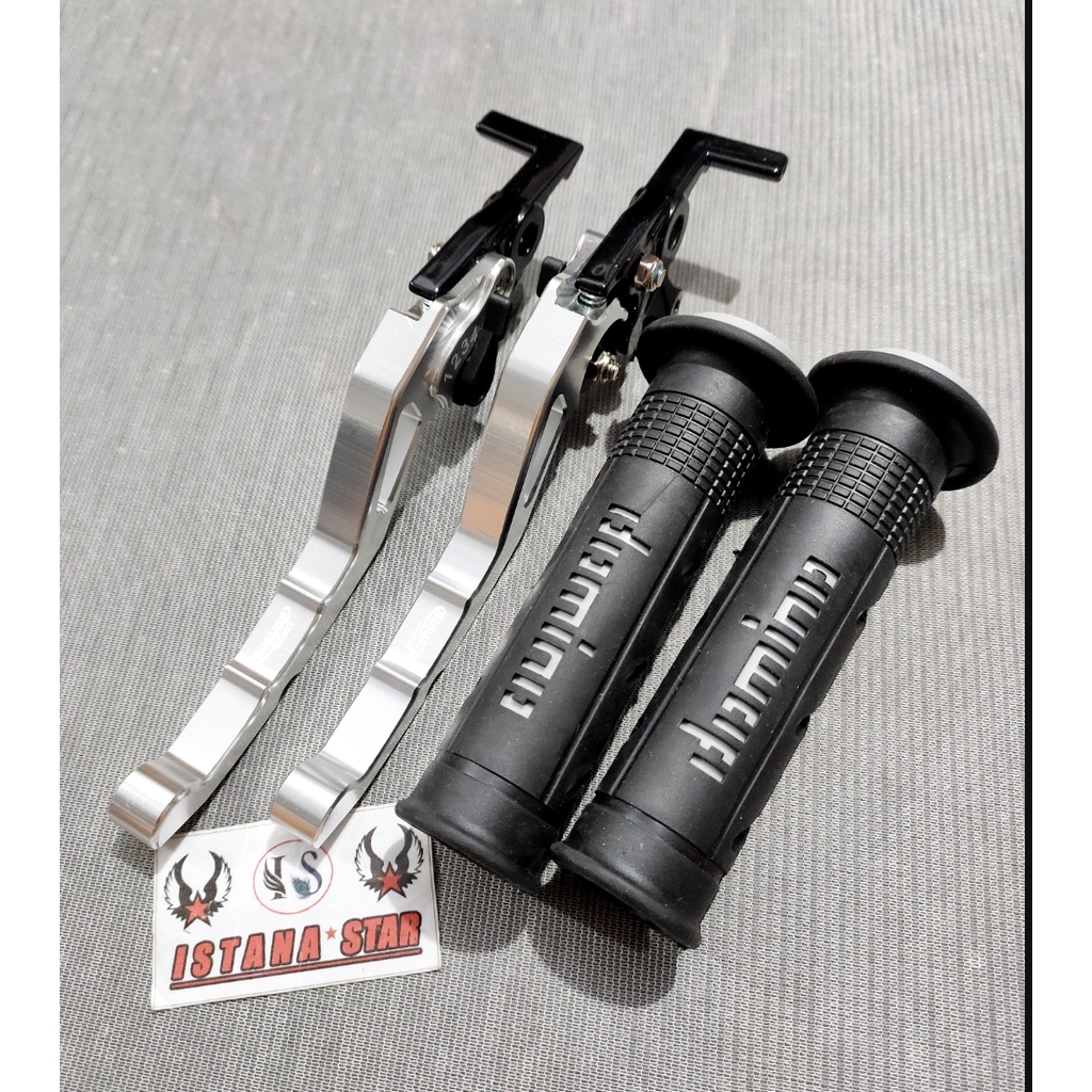 Handle Rem NMax N Max 2015 2016 2017 2018 2019 2020 Yamaha Handle Variasi plus grip DOMINO sisik 1 PAKET silver