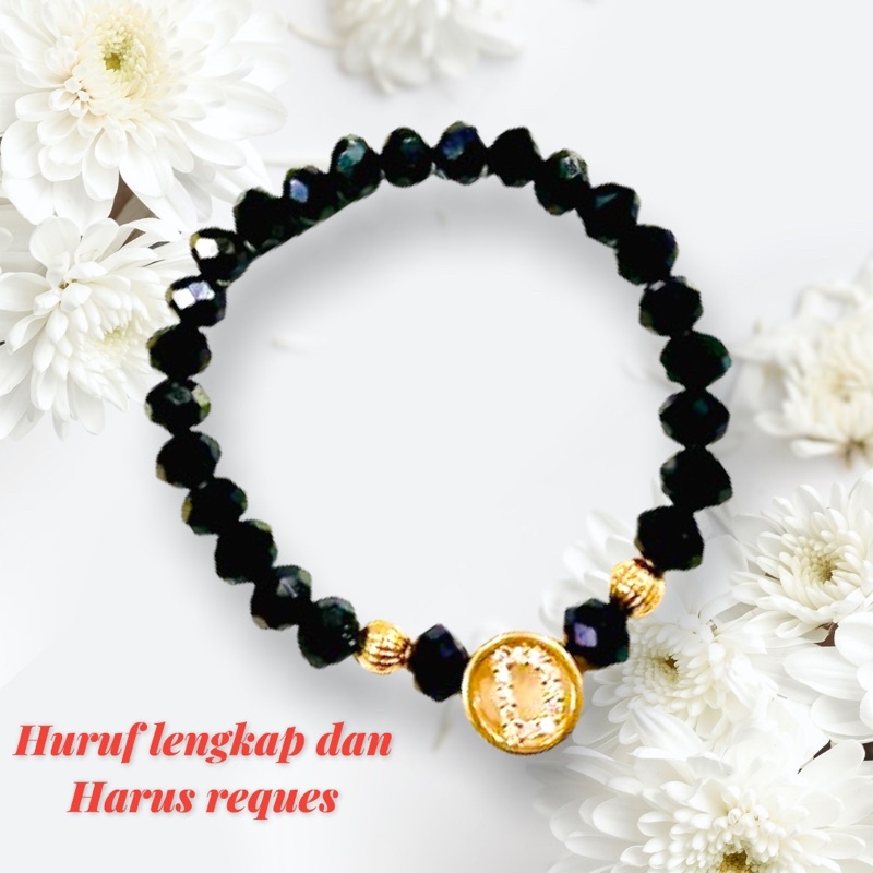Gelang kristal huruf / gelang wanita / gelang inisial