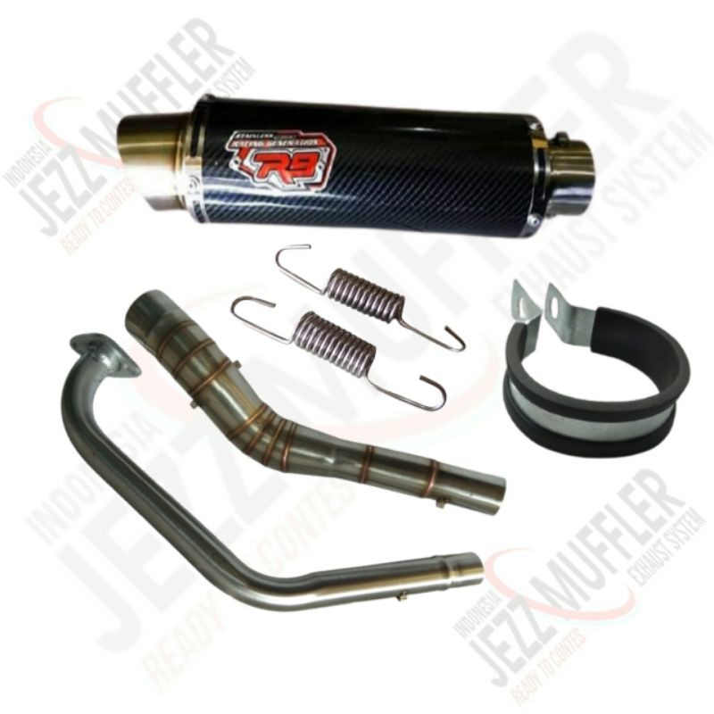 knalpot R9 carbon fullsystem vixion satria fu r15 jupiter mx gsx DLL