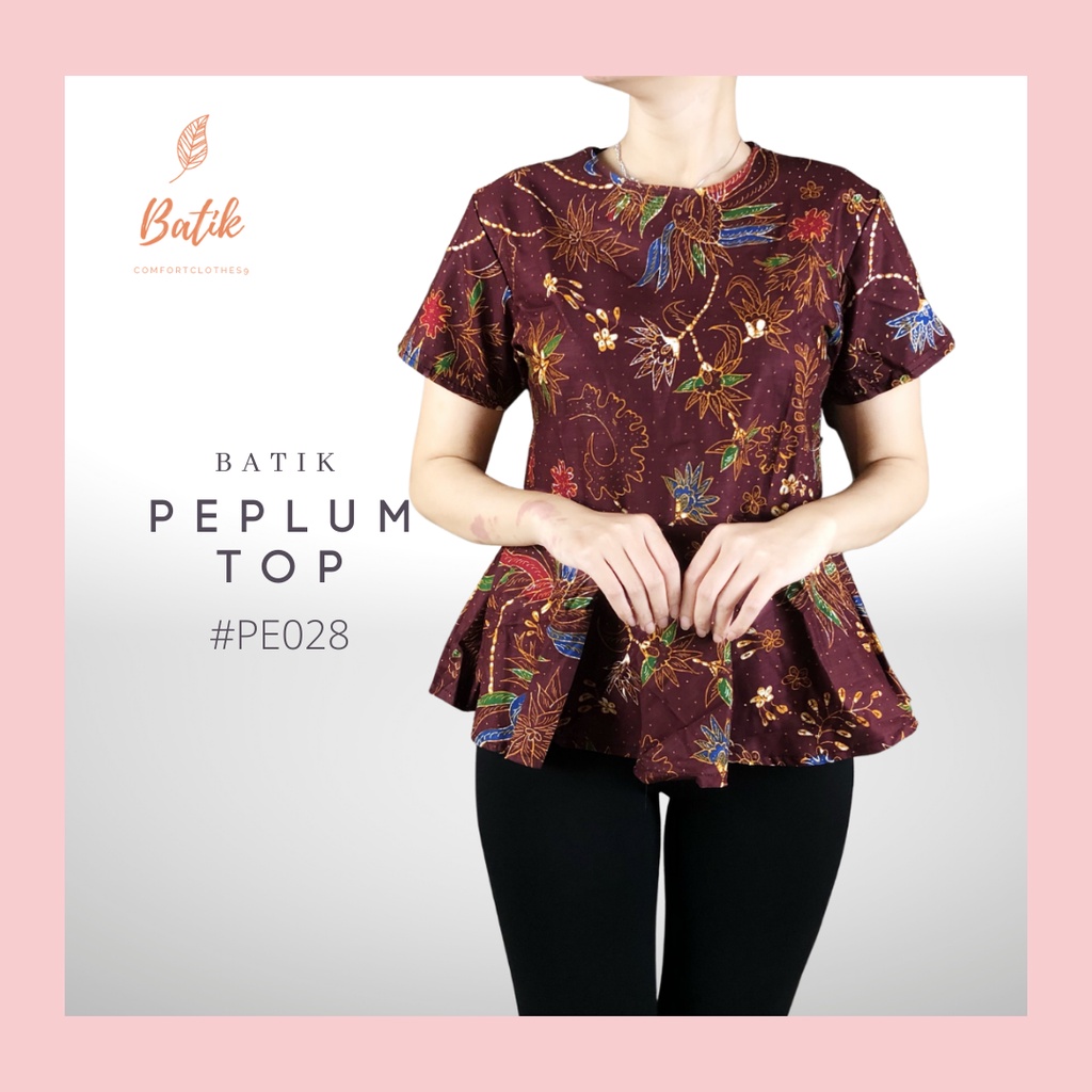 COMFORTCLOTHES9 - [ REAL PICT] ATASAN BATIK WANITA  PEPLUM  SIZE M,L,XL BAJU BATIK WANITA-2