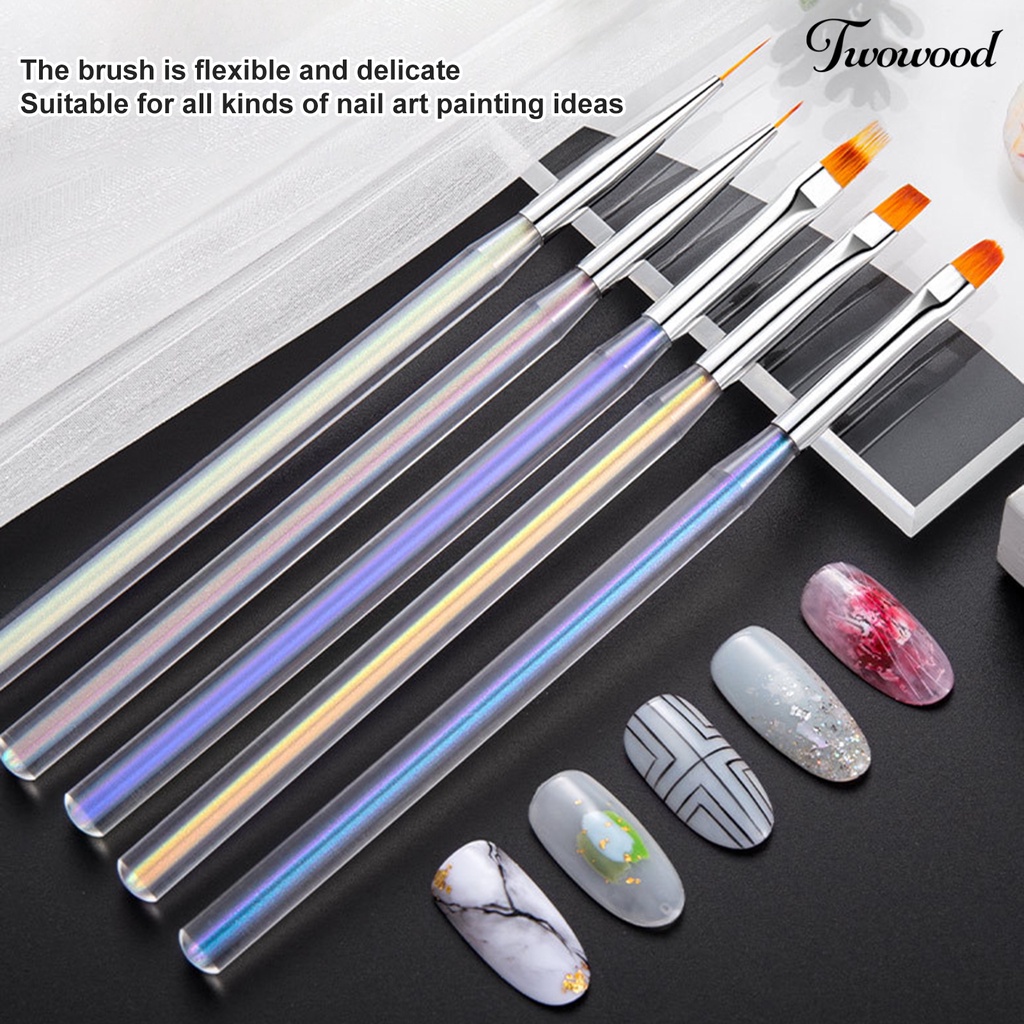 5 Pcs / Set Pena Menggambar Liner Bahan Akrilik Untuk Nail Art