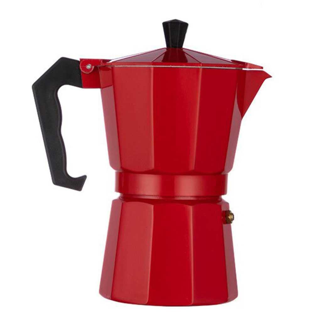 OneTwoCups Espresso Coffee Maker Moka Pot Teko Stovetop Filter MX001 [Merah] [150ml]