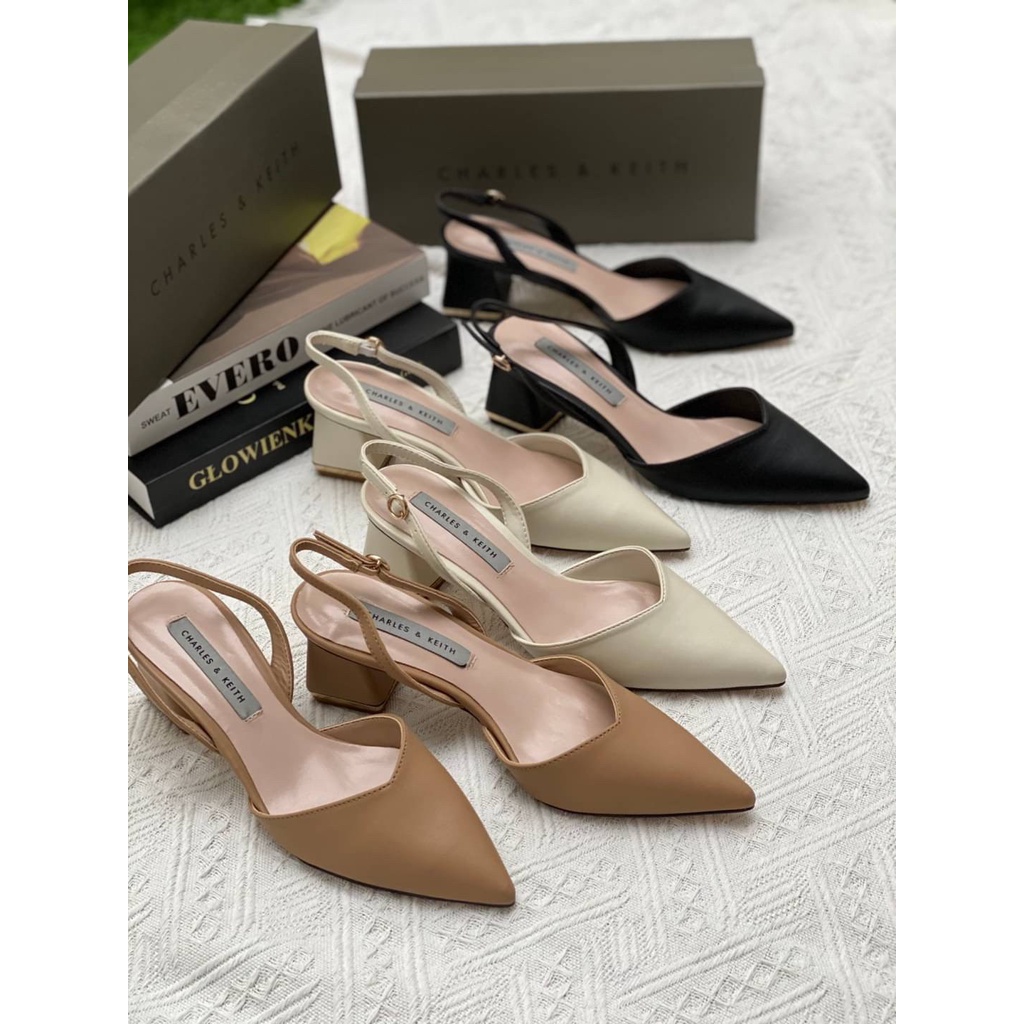 SEPATU WANITA CKS433 TRAPEZE HEELS SLINGBACK PUMPS PREMIUM IMPORT