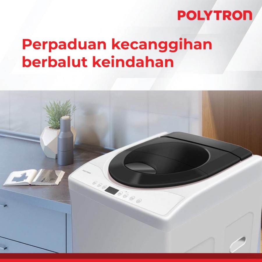 POLYTRON Mesin Cuci 1 Tabung Zeromatic Hijab 7.5 KG Top Loading PAW 75517 PROMO GARANSI