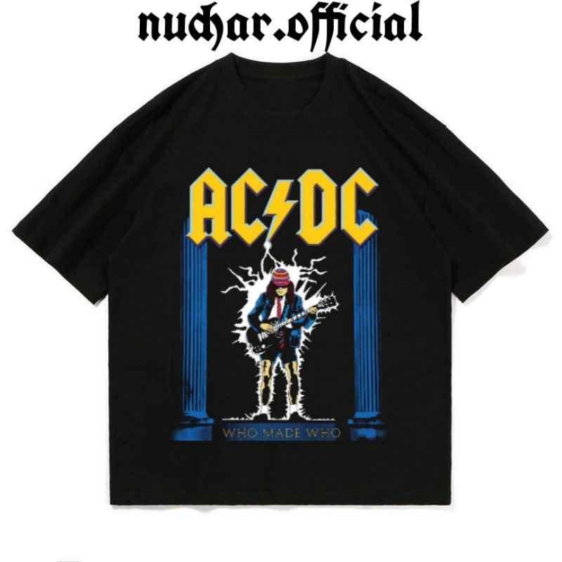 Nuchar - Tshirt Band ACDC Who Made Who - Kaos Hitam Pria Wanita