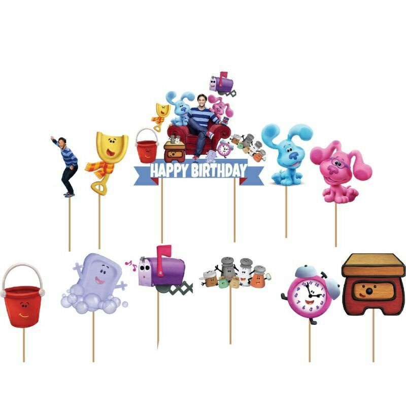 satu set cake topper hiasan kue ulang tahun karakter blue's clues / blues clues