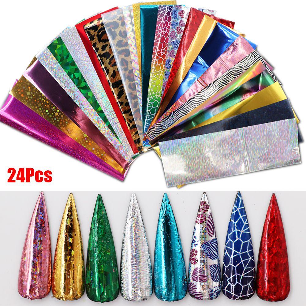 AUGUSTINA Agustina Stiker Kuku Kecantikan DIY Shinning Decals Manicure Desain Campur Starry Hologram Dekorasi Nail Art