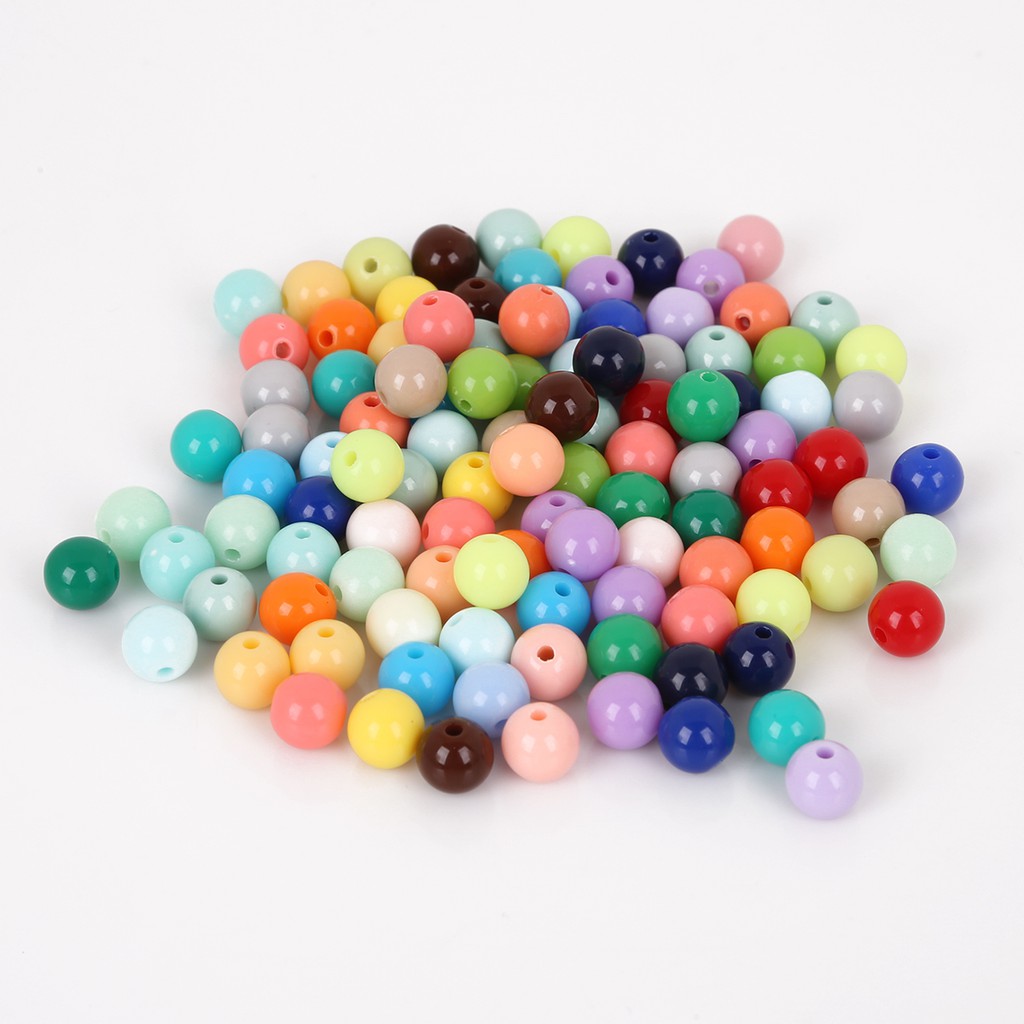 10mm 50pcs Manik-Manik Akrilik Warna-Warni Ukuran Untuk Membuat Gelang/Kalung Pria/Wanita Diy