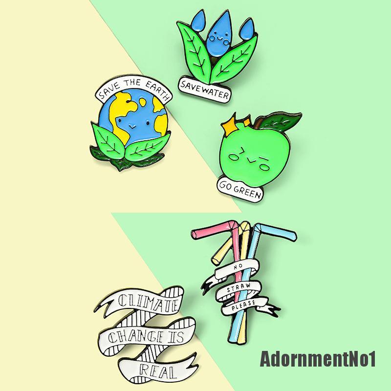 (Adornmentno1) Bros / Pin Enamel Motif Tulisan Save The Earth Untuk Aksesoris Pakaian / Tas