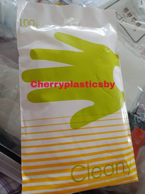 Sarung tangan plastik cleany disposable hand gloves isi 100pcs