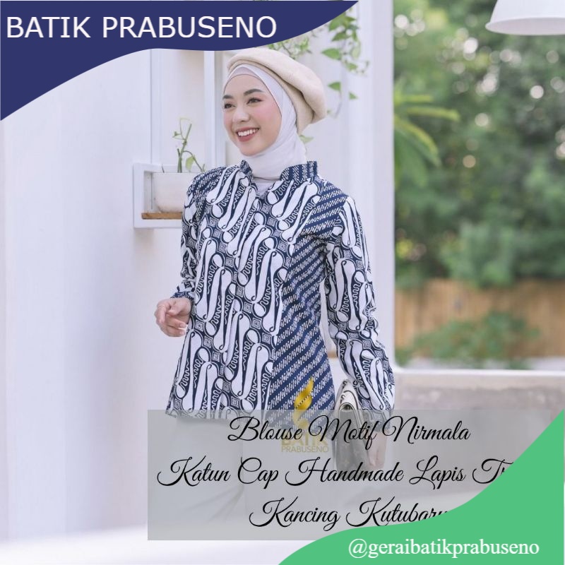 NIRMALA | BAJU BATIK CANTIK UNTUK WANITA CANTIK MODEL BLOUSE/BLUS MOTIF BATIK NIRMALA DARI BATIK PRA