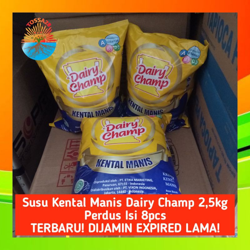 

Susu Dairy Champ Pouch 2,5kg / Susu Kental Manis / Susu Krimer (Kargo) Kental Manis Kemasan (Isi 8pcs)