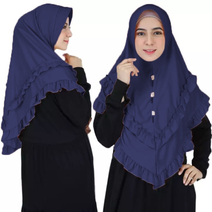BERGO ZASKIA REMPEL / JILBAB JERSEY / JILBAB MURAH / JILBAB TERBARU / JILBAB ISNTAN / BERGO RUMAHAN-NAVY