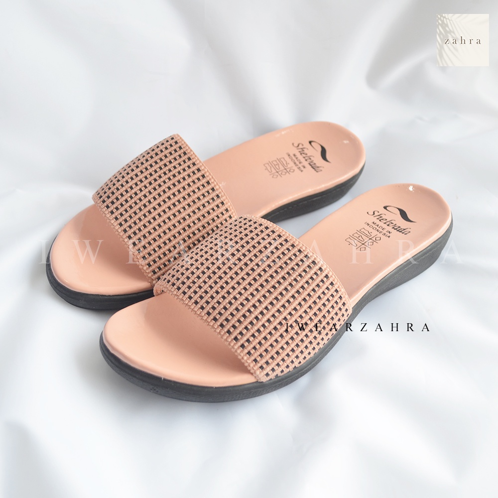 SANDAL SLOP RAJUT WANITA  - sendal selop slip nyaman teplek wanita heels hak sandal wanita