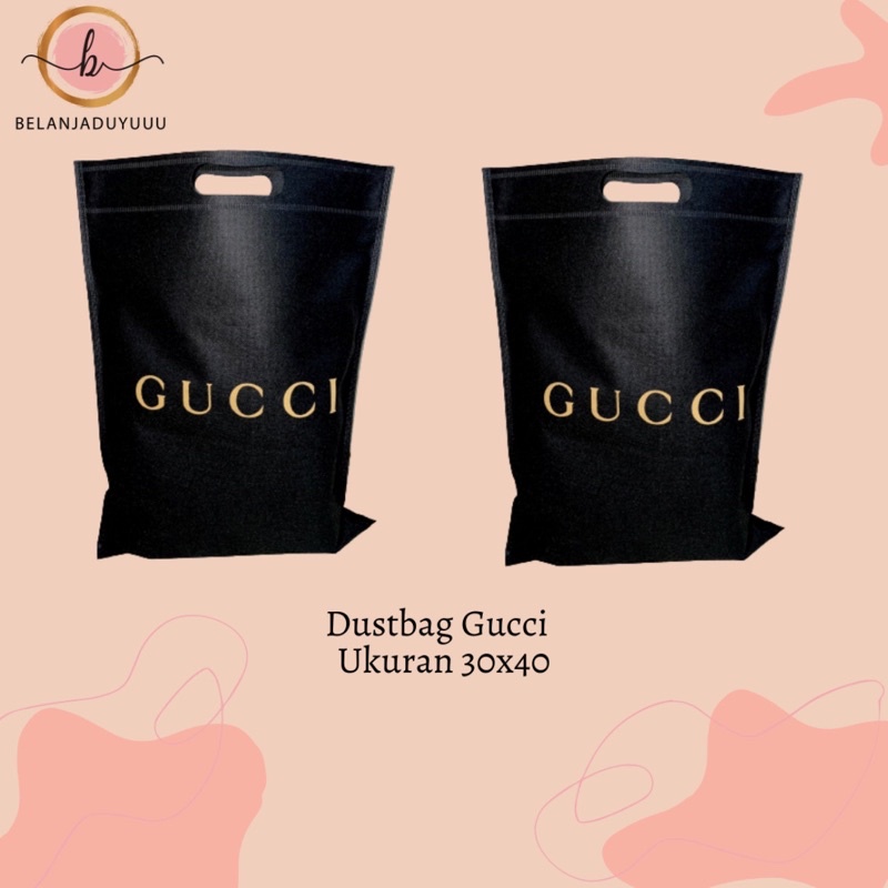 Dustbag Gucci Hitam 30 x 40 cm Sarung Tas Gucci Penyimpanan Fashion Anti Debu