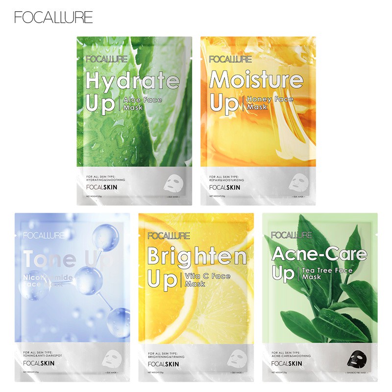 (READY &amp; ORI) Focallure Hydrating Sheet Face Mask Tone Up/ Brightening FA-SC03