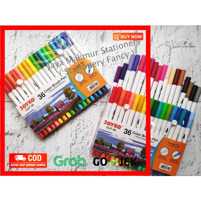 

(BISA COD) Pen gel kuas color Brush Pen Joyko set 36 warna CLP-39 (1 set)