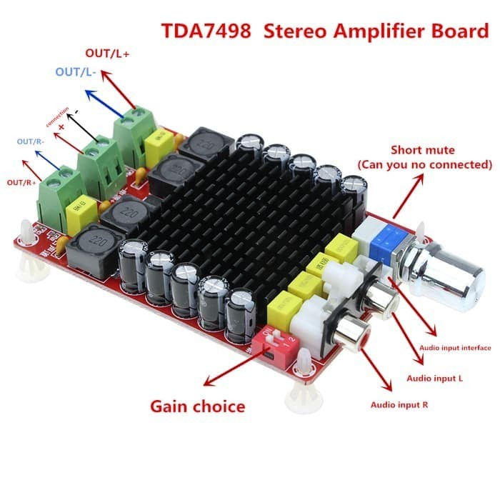 Unik TDA7498 class D stereo power amplifier kit 2 x 100watt Murah