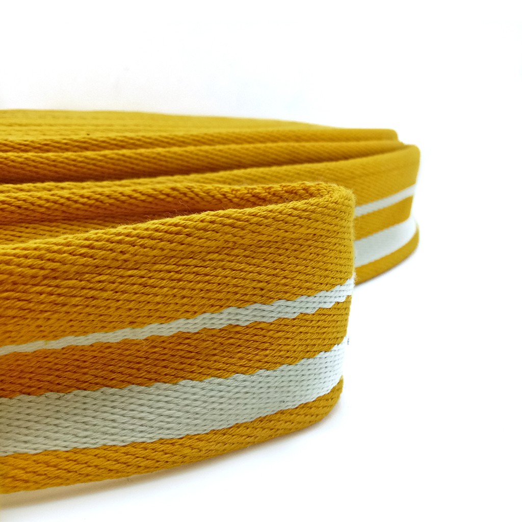 Tali Bisban / Webbing Cotton Garis (MUSTARD) 5 cm (TEBAL PREMIUM - IMPORT) - Aksesoris Tas &amp; Dompet Wanita Fashion