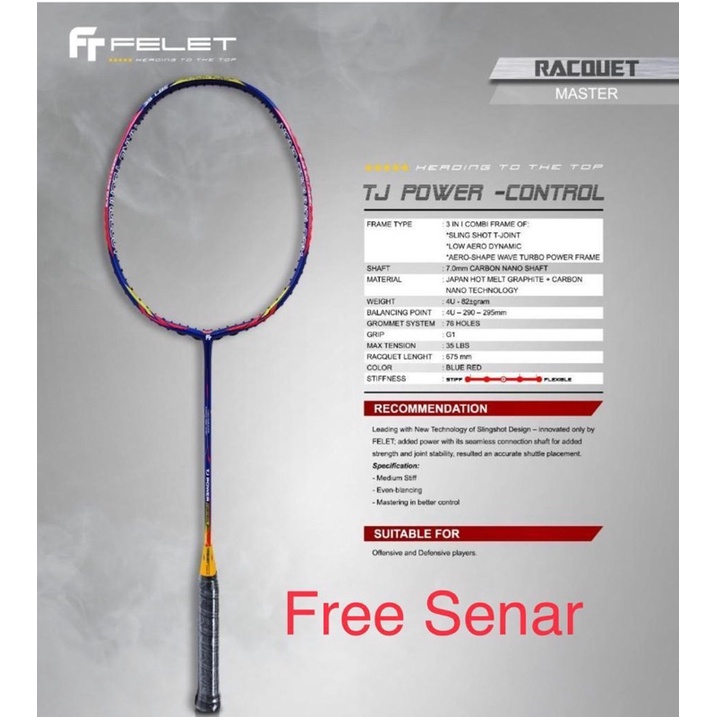 RAKET BADMINTON FELET TJ POWER / CONTROL / POWER / SPEED
