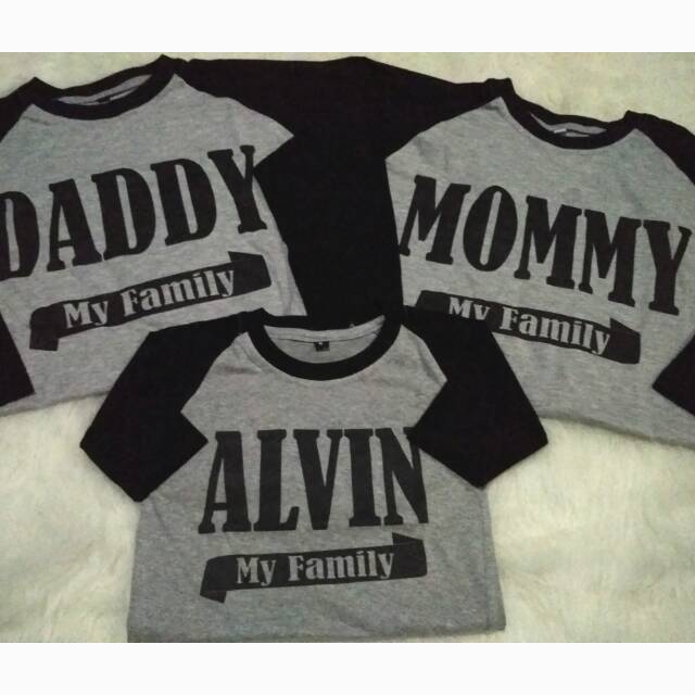 Kaos raglan family couple /kaos custom family set /raglan couple family