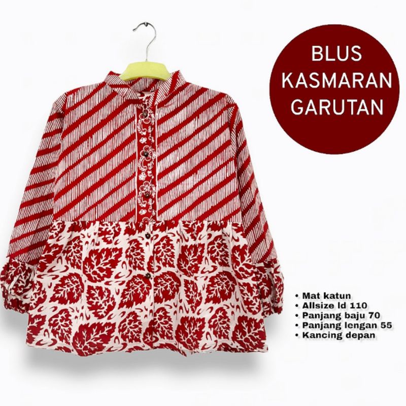 Blus kasmaran garutan kancing depan batik solo atasan kerja blus batik