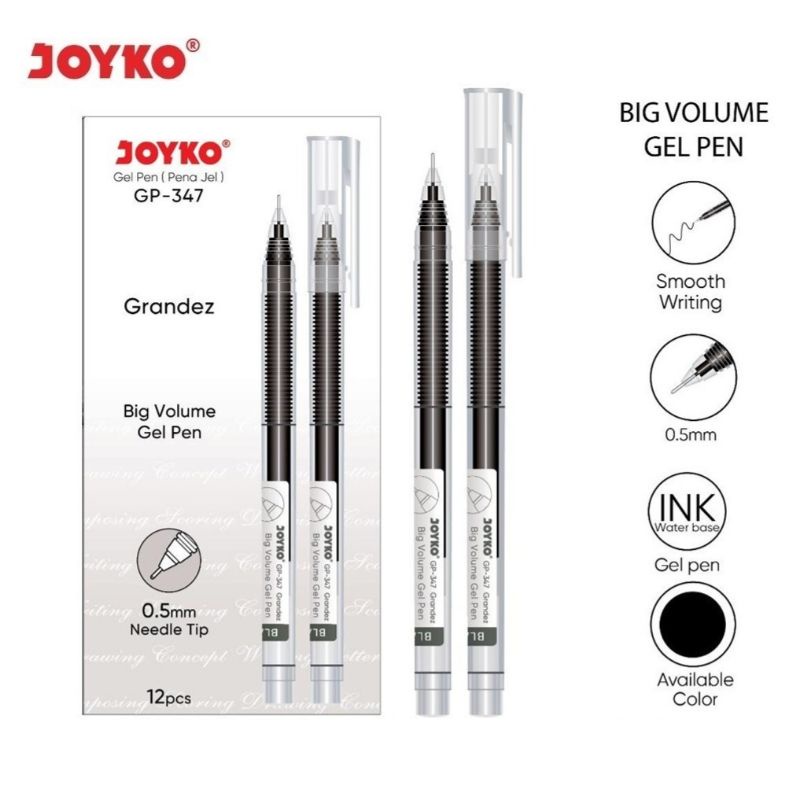 

1 LSN / 12 PCS Gel Pen Pulpen Pena Joyko GP-347 Grandez 0.5 mm