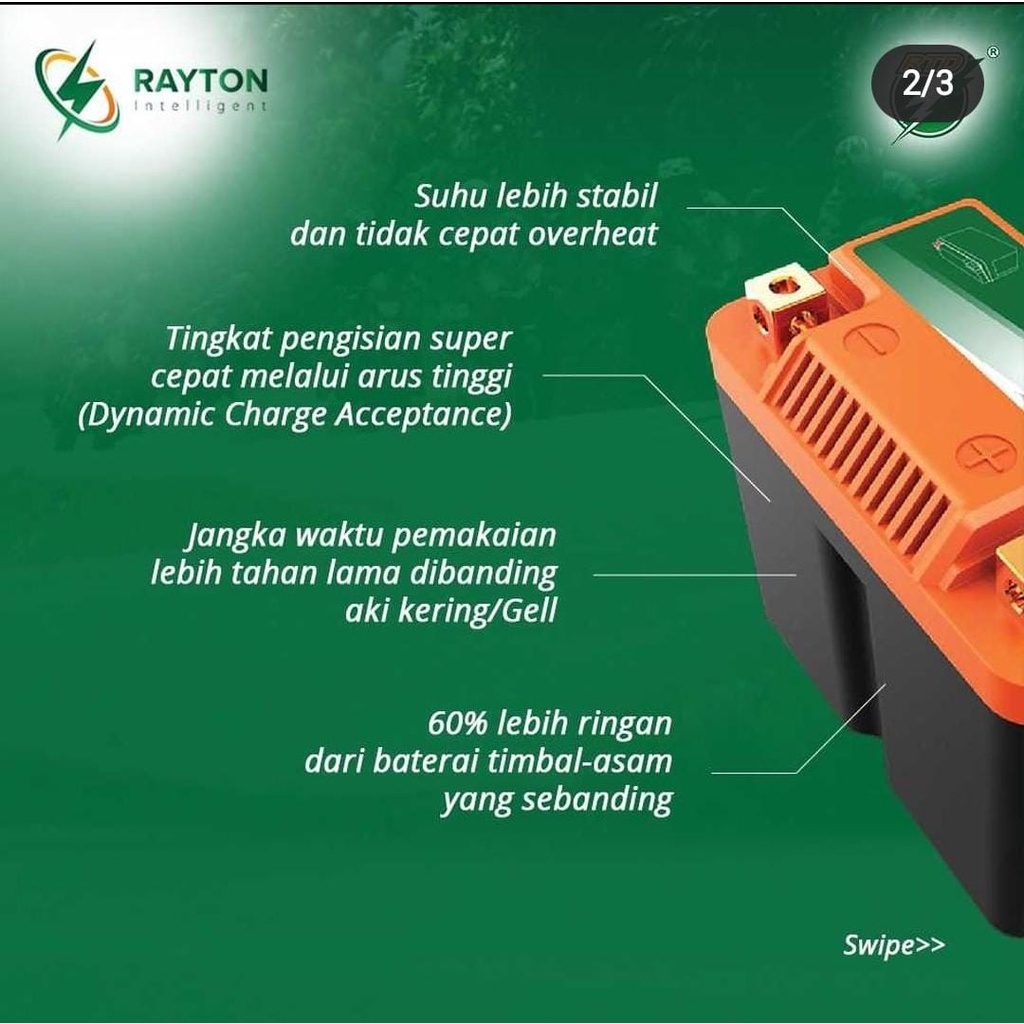 AKI BATERAI RAYTON LITHIUM IRON PHOSPATE LIFEPO4 RECHARGE PREMIUM RTD motor