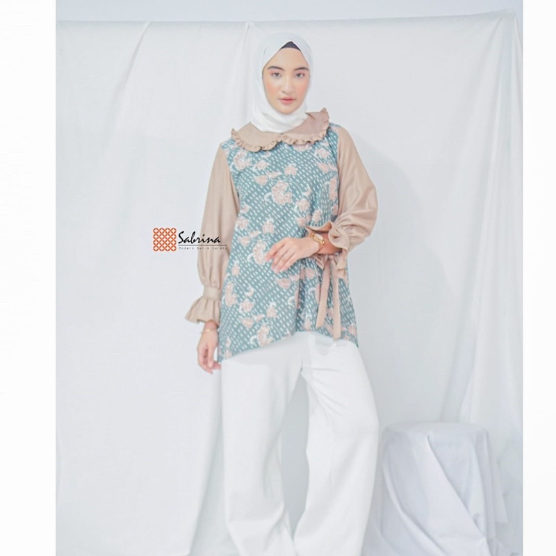 Hanna Rintik Series Blouse Atasan Batik Kantor Kerja Wanita Modern Kekinian Cap Katun