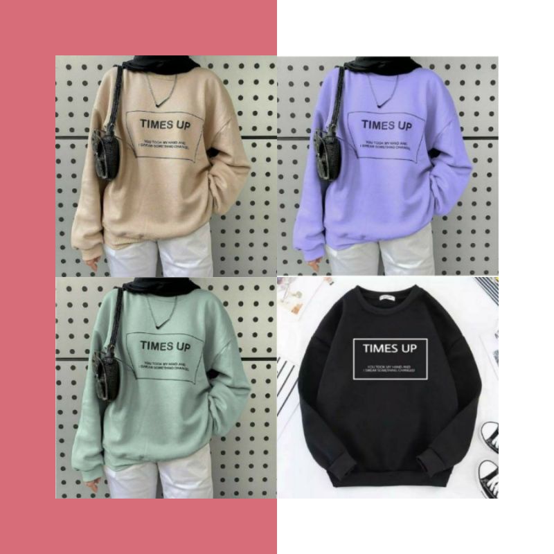 SWEATER TEXT TIMES UP || SWEATER WANITA TEBAL