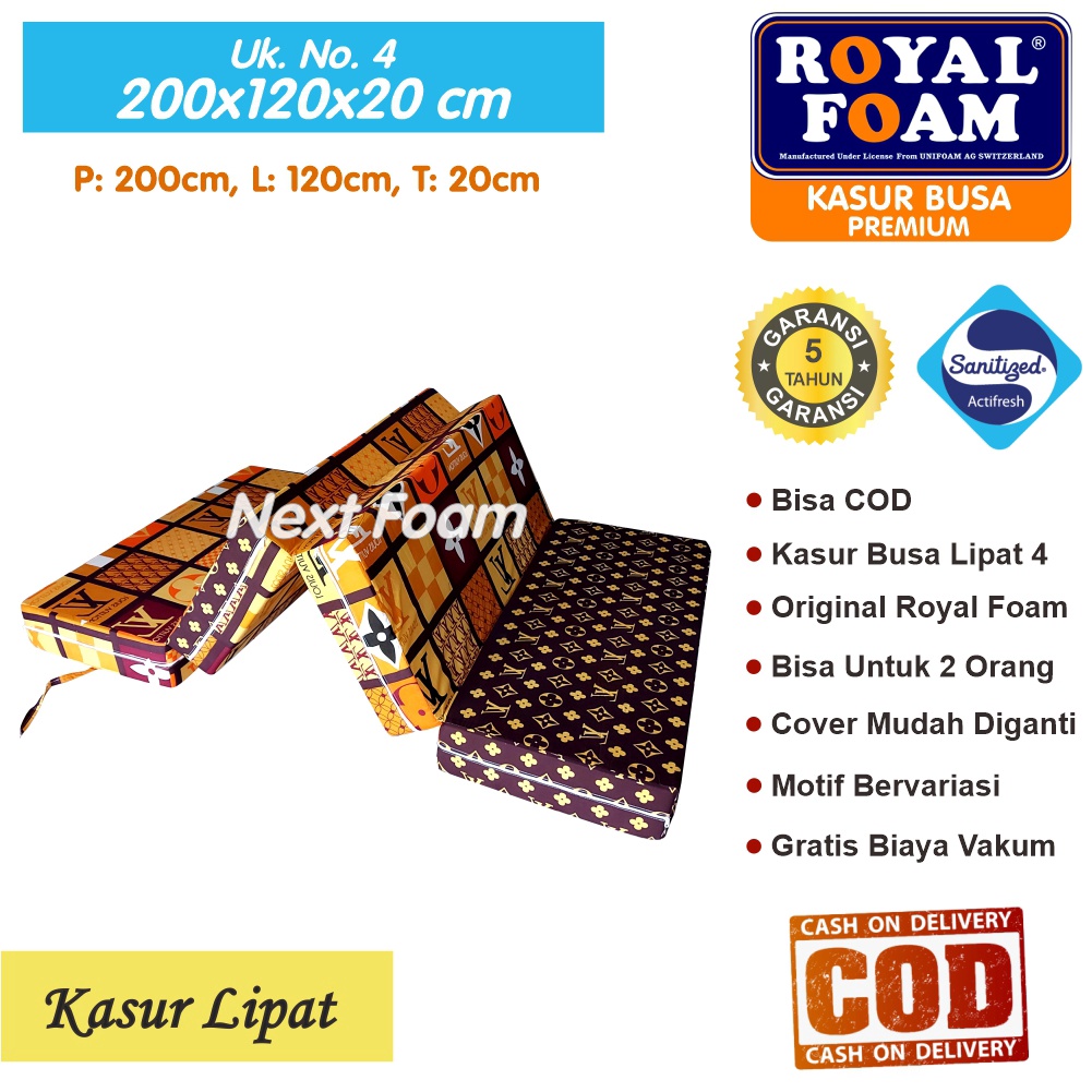 Kasur Busa Lipat Royal Foam Ukuran No 4 200x120x20 cm Tebal 20 cm D16 ORIGINAL Garansi 10 Tahun