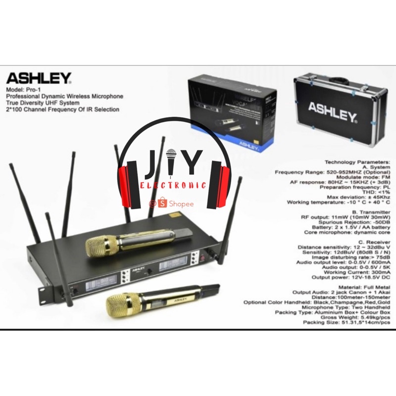 Mic Microphone Wireless Ashley Pro 1 Pro1 Original