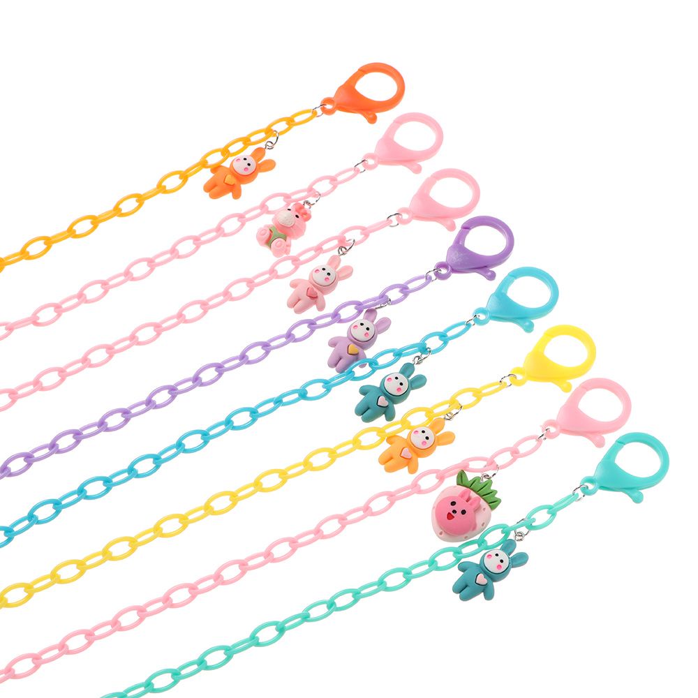 ROW Children Face Cover Chain Fashion Anti-lost Neck Strap Cartoon Rabbit Lanyard Multicolor Adults Acrylic Chain Face Cover Cord Holders