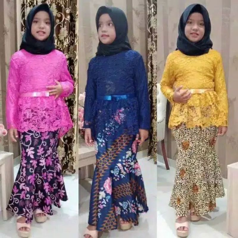 Baju anak/kebaya brokat ourora anak/kebaya modern/kebaya tradisional/kebaya