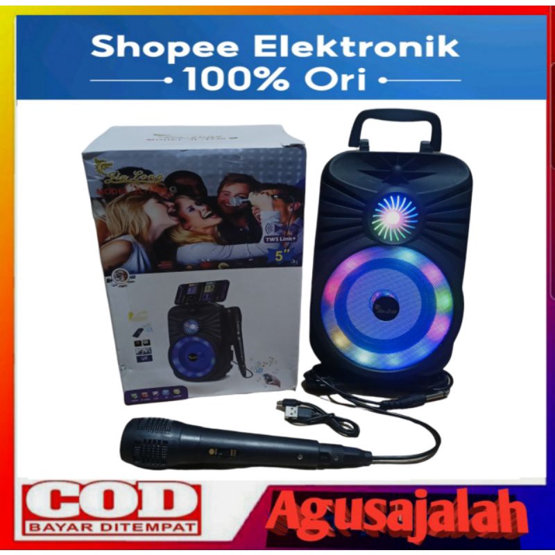✅Cod speaker bluetooth bt portable karaoke plus mic 5inch super bass jinlong jl1730/// musik box blu