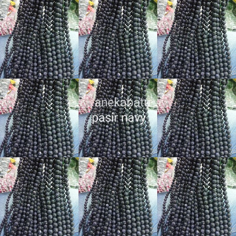 MANIK BATU ALAM/BAHAN CRAFT PASIR EMAS BIRU 6MM 8MM 10MM