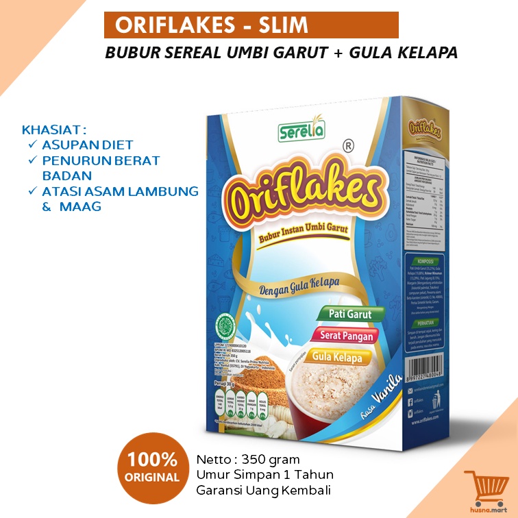 ORIFLAKES SLIM Diet Sereal Umbi Garut Penurun Berat Badan Asam Lambung Gerd Maag kemasan 350g