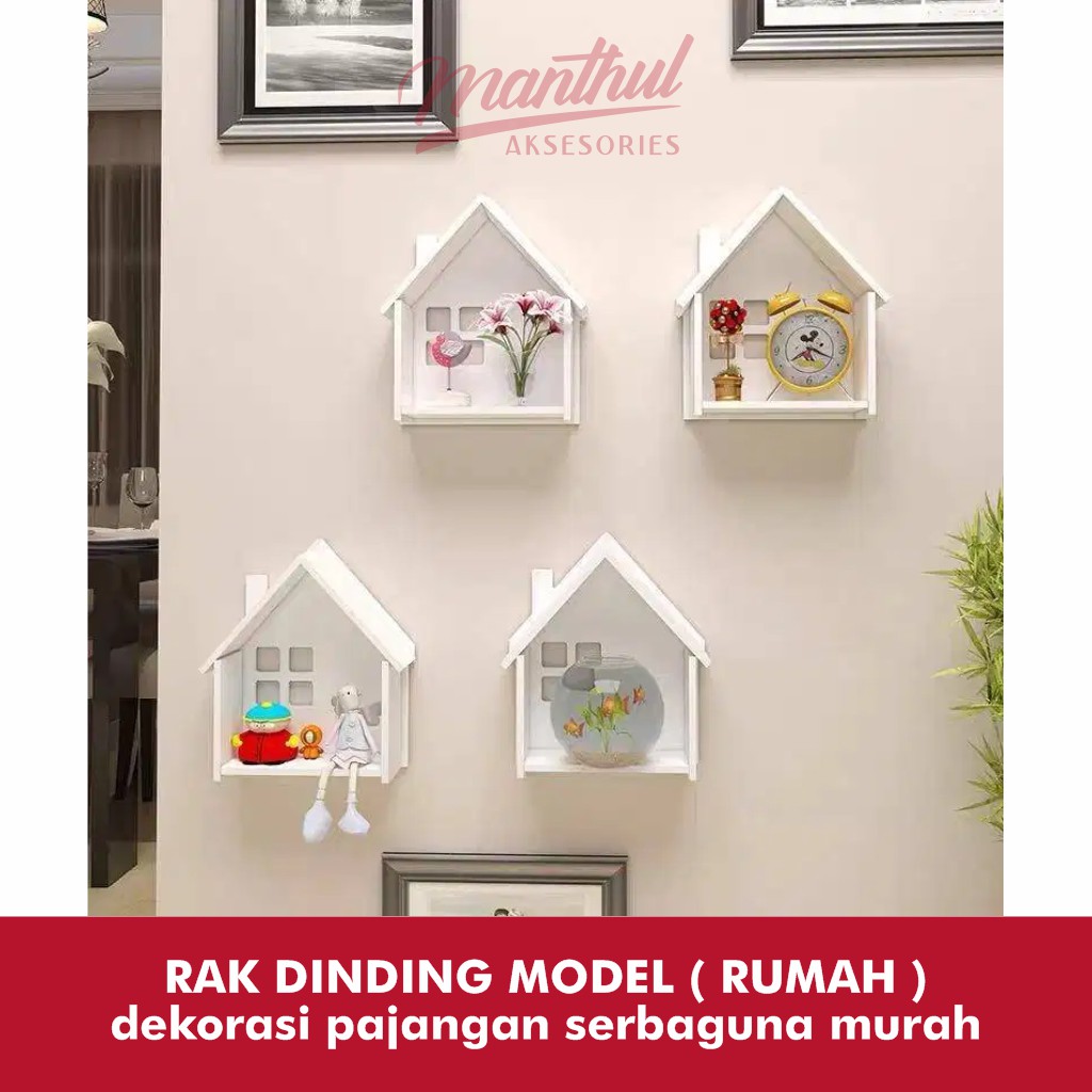 RAK DINDING MODEL ( RUMAH ) dekorasi pajangan serbaguna murah