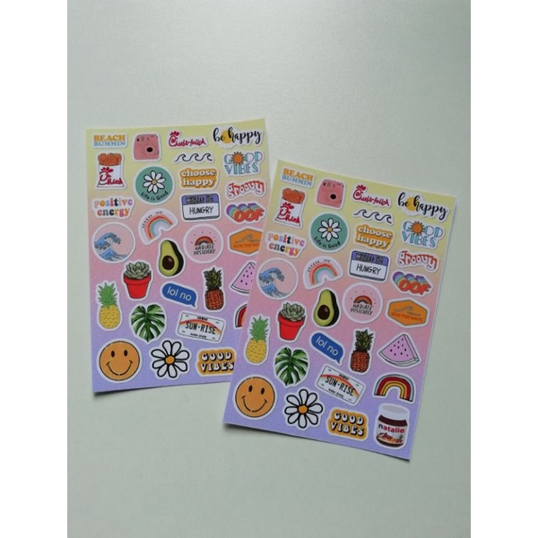 

[ST-S-04] STICKER AESTHETIC STIKER AESTETIK Stickers Sheet Good Vibe tumbuhan sticker buah-buahan