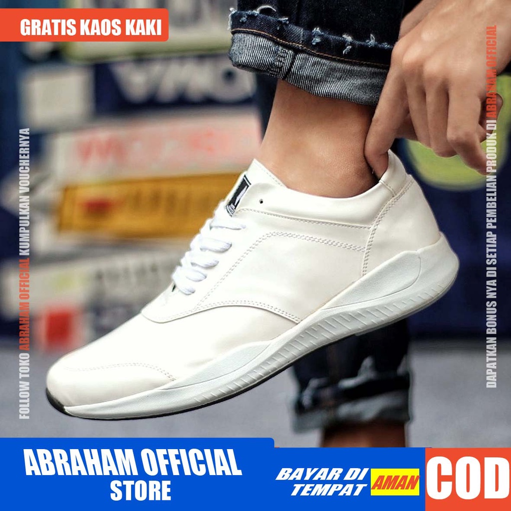 ABRAHAM Sepatu Sneakers Casual Hitam Kerja Santai Pria