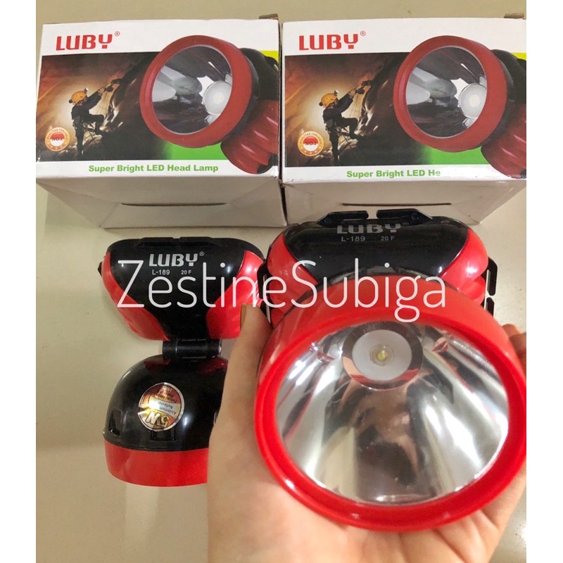 Senter Kepala 5 watt LED Cahaya Putih dengan Baterai L-189 Luby