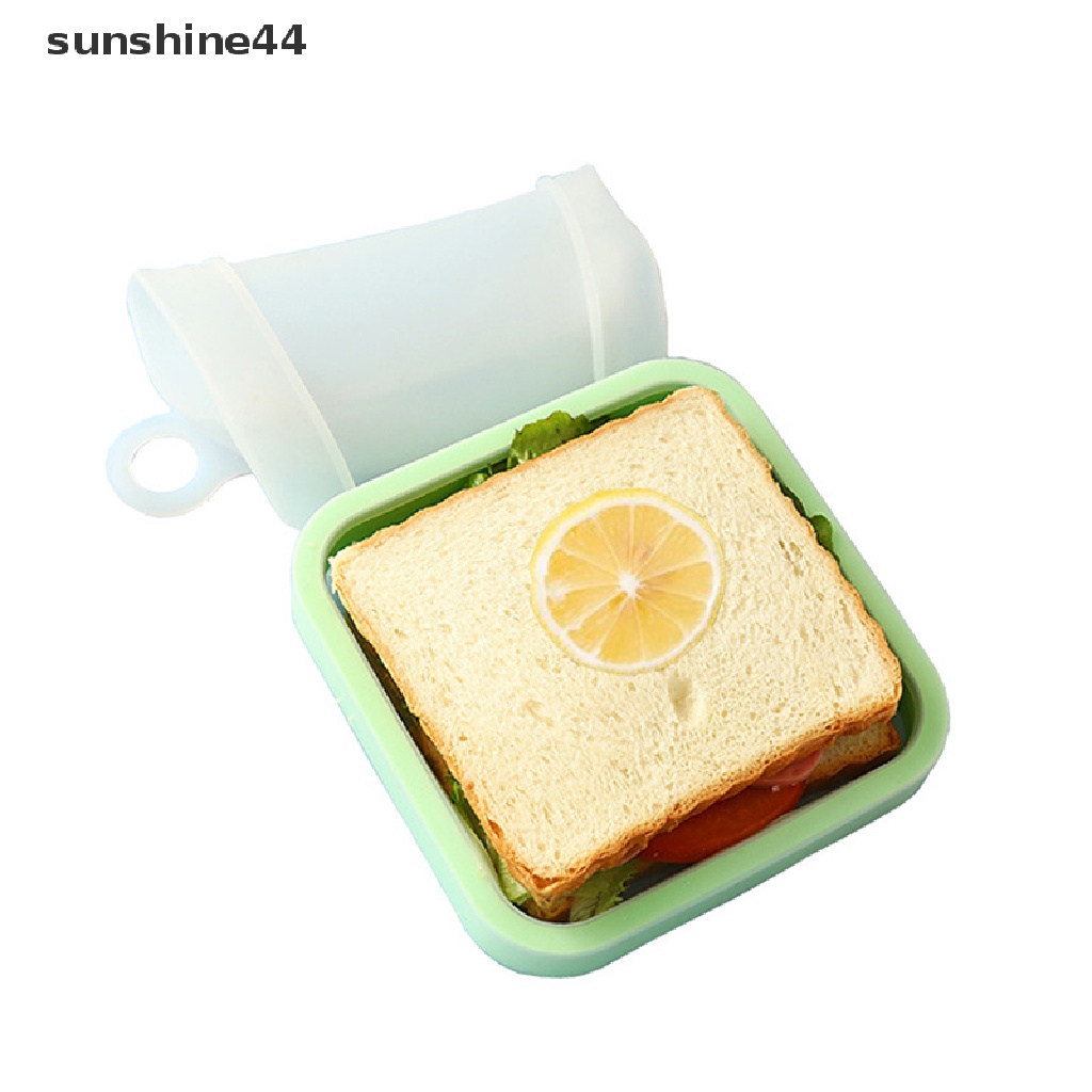 Sunshine Kotak Bekal / Lunch Box Bento / Sandwich / Roti Panggang Bahan Silikon Reusable Untuk Microwave